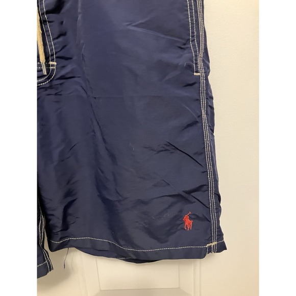 Polo Ralph Lauren SwimTrunks XL Navy‎ Blue Red Logo Beach Men’s Shorts - Picture 3 of 7